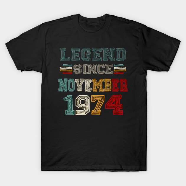 49 Years Old Legend Since November 1974 49th Birthday T-Shirt by Red and Black Floral